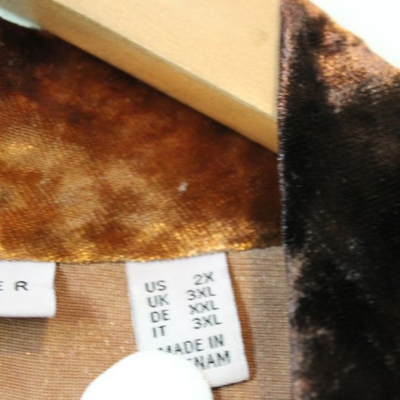 Susan Graver Printed Crushed Velvet Knit Open-Front Cardigan Plus Size 2X H12725 - Picture 2 of 8